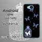 507SH Android One Y!mobile AG812 蝶の王冠鳥かご（黒×青） ハードケース 背面印刷