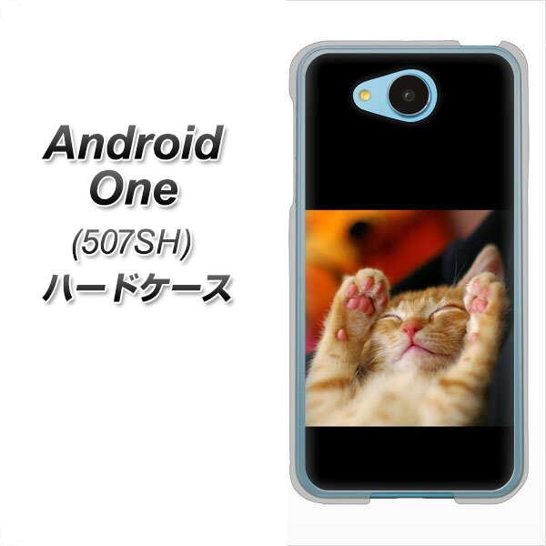507SH Android One Y!mobile VA804 爆睡するネコ ハードケース 背面印刷