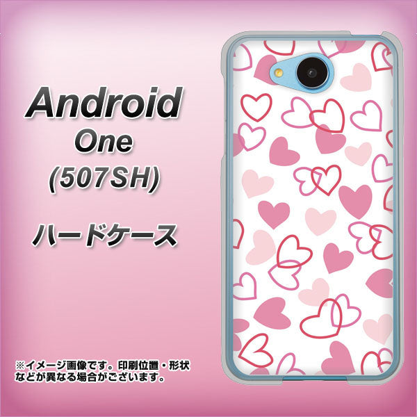 507SH Android One Y!mobile VA929 ハートがいっぱい ピンク ハードケース 背面印刷