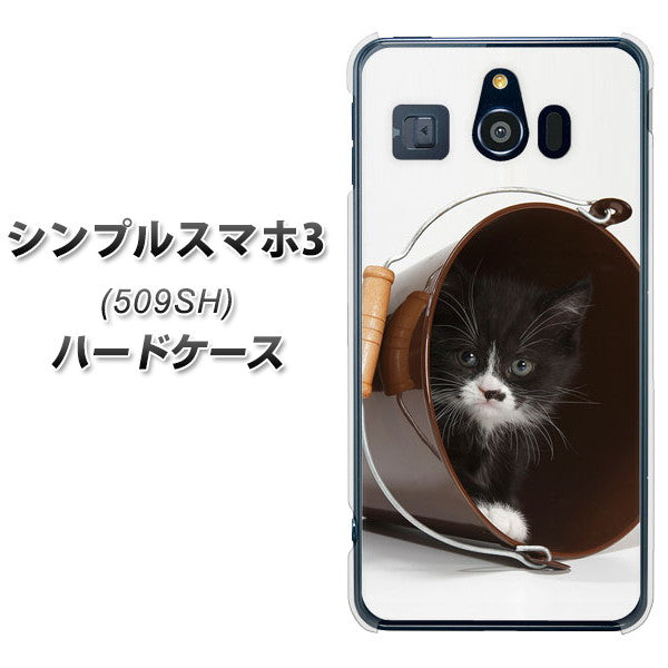 シンプルスマホ3 509SH SoftBank VA800 ネコとバケツ ハードケース 背面印刷