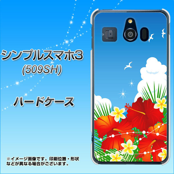 シンプルスマホ3 509SH SoftBank VA821 ハイビスカスと青空 ハードケース 背面印刷