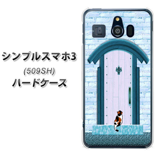 シンプルスマホ3 509SH SoftBank YA953 石ドア03 素材クリア ハードケース 背面印刷