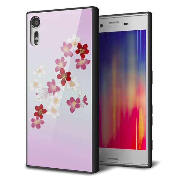 softbank エクスペリアXZ 601SO 強化ガラス＆TPUスマホケース ガラプリ【YJ320 桜 和】