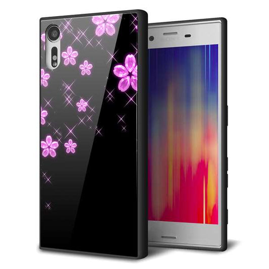 Xperia XZs 602SO SoftBank 強化ガラス＆TPUスマホケース ガラプリ【019 桜クリスタル】