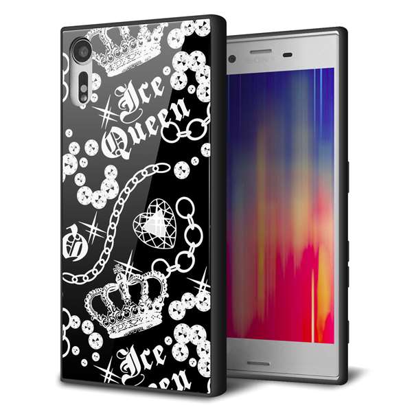 Xperia XZs 602SO SoftBank 強化ガラス＆TPUスマホケース ガラプリ【187 ゴージャス クラウン】