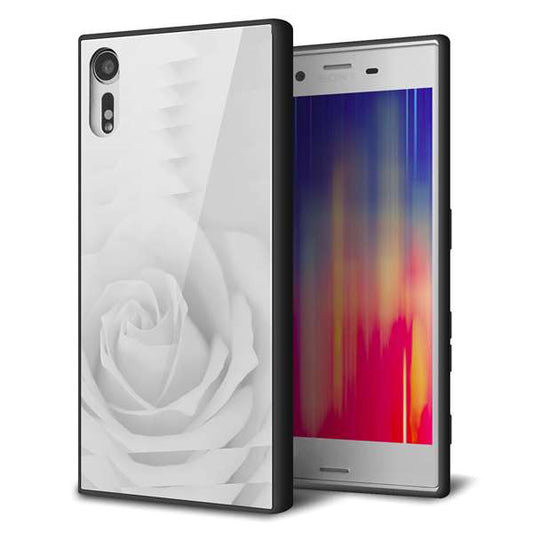 Xperia XZs 602SO SoftBank 強化ガラス＆TPUスマホケース ガラプリ【402 ホワイトＲｏｓｅ】