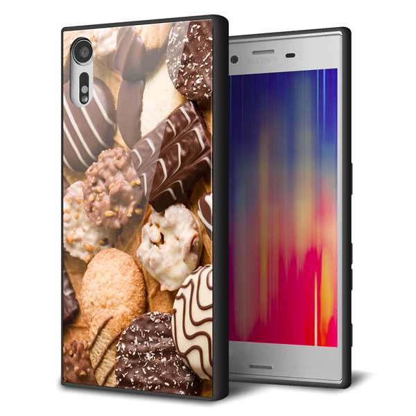 Xperia XZs 602SO SoftBank 強化ガラス＆TPUスマホケース ガラプリ【442 クッキー mix】