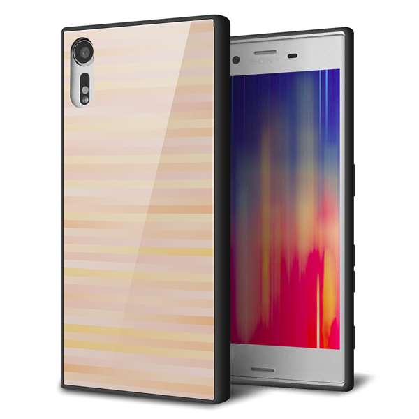 Xperia XZs 602SO SoftBank 強化ガラス＆TPUスマホケース ガラプリ【IB909 グラデーションボーダー_オレンジ】