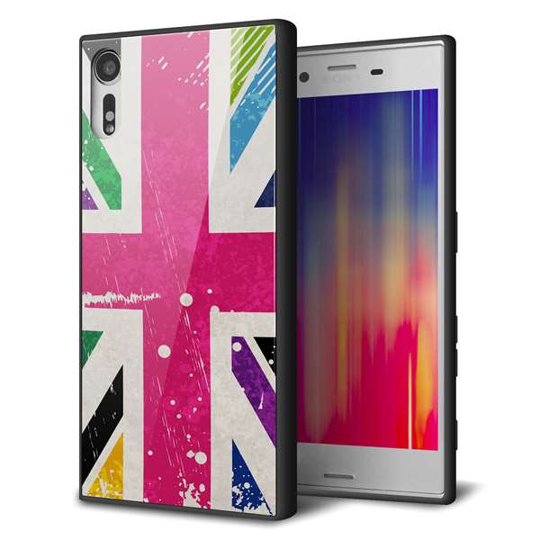 Xperia XZs 602SO SoftBank 強化ガラス＆TPUスマホケース ガラプリ【SC806 ユニオンジャック ピンクビンテージ】