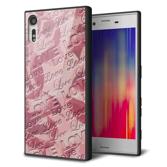 Xperia XZs 602SO SoftBank 強化ガラス＆TPUスマホケース ガラプリ【SC844 フラワーヴェルニLOVE（ローズヴェルール）】