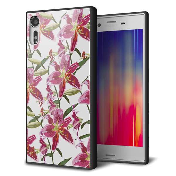 softbank エクスペリア XZs 602SO 強化ガラス＆TPUスマホケース ガラプリ【SC892 ボタニカル スカーレットリリー】