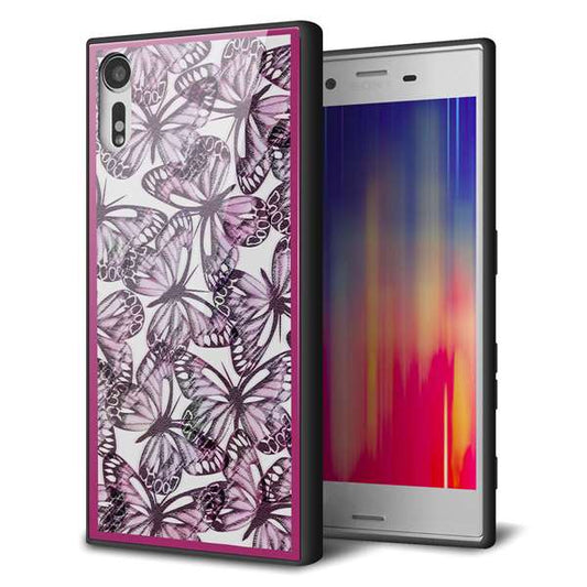 Xperia XZs 602SO SoftBank 強化ガラス＆TPUスマホケース ガラプリ【SC904 ガーデンバタフライ ピンク】