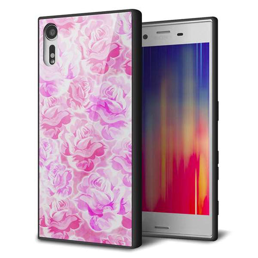 Xperia XZs 602SO SoftBank 強化ガラス＆TPUスマホケース ガラプリ【SC928 ローズ ピンク】