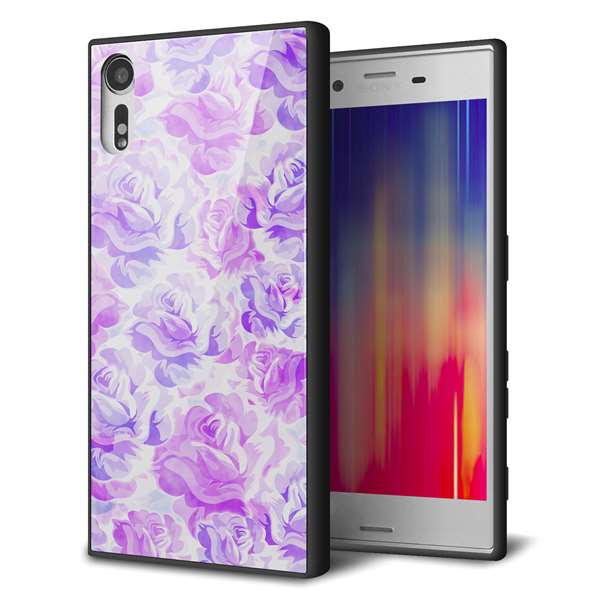 Xperia XZs 602SO SoftBank 強化ガラス＆TPUスマホケース ガラプリ【SC929 ローズ パープル】