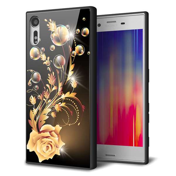 Xperia XZs 602SO SoftBank 強化ガラス＆TPUスマホケース ガラプリ【VA823 気高きバラ】