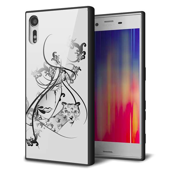 Xperia XZs 602SO SoftBank 強化ガラス＆TPUスマホケース ガラプリ【VA832 パンサーと美女】