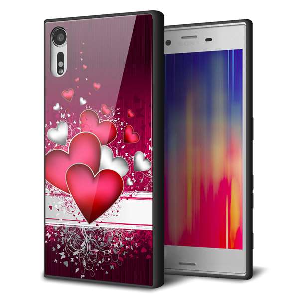softbank エクスペリア XZs 602SO 強化ガラス＆TPUスマホケース ガラプリ【VA835 ハートの息吹】