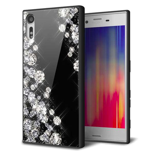 Xperia XZs 602SO SoftBank 強化ガラス＆TPUスマホケース ガラプリ【VA871 ダイヤモンドフレーム】