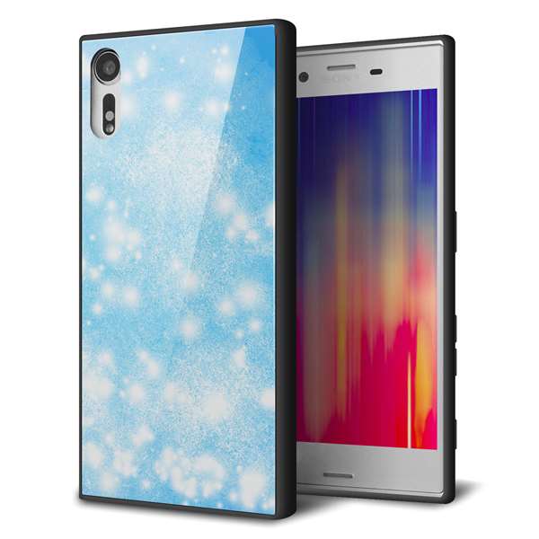 Xperia XZs 602SO SoftBank 強化ガラス＆TPUスマホケース ガラプリ【YJ289 デザインブルー】