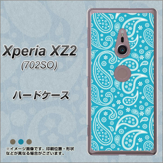 Xperia XZ2 702SO SoftBank 766 ペイズリーブルー ハードケース 背面印刷
