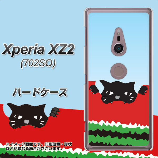 Xperia XZ2 702SO SoftBank IA815 すいかをかじるネコ(大) ハードケース 背面印刷