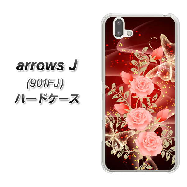 arrows J 901FJ Y!mobile VA824 魅惑の蝶とピンクのバラ ハードケース 背面印刷