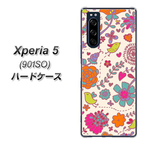 Xperia 5 901SO SoftBank 323 小鳥と花 ハードケース 背面印刷