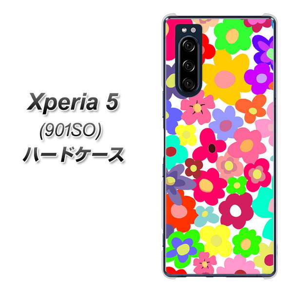 Xperia 5 901SO SoftBank 782 春のルーズフラワーWH ハードケース 背面印刷