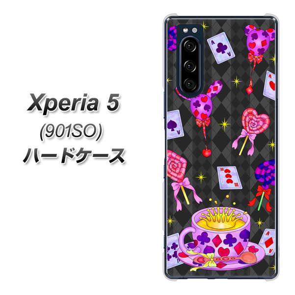 Xperia 5 901SO SoftBank AG818 トランプティー（黒） ハードケース 背面印刷