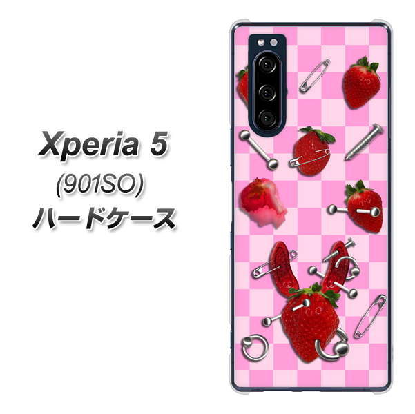 Xperia 5 901SO SoftBank AG832 苺パンク（ピンク） ハードケース 背面印刷