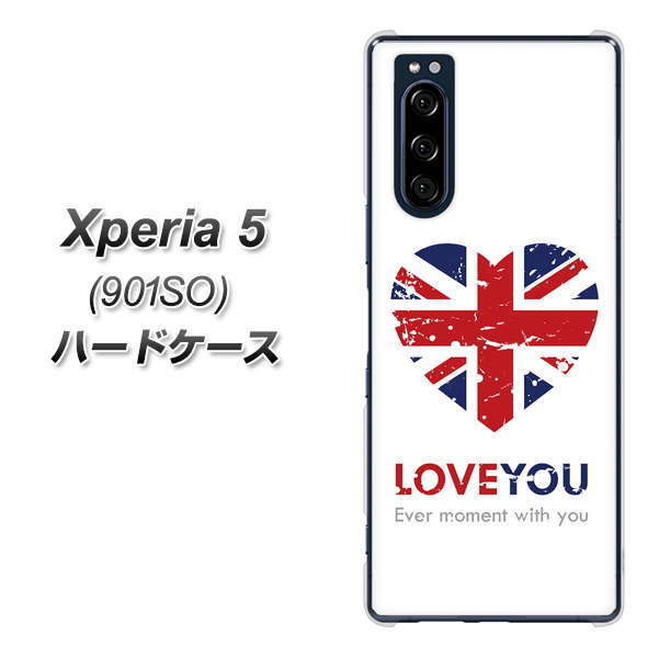 Xperia 5 901SO SoftBank SC803 ユニオンジャック ハートビンテージ ハードケース 背面印刷