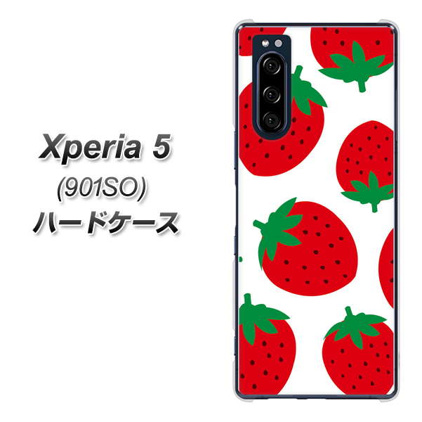 Xperia 5 901SO SoftBank SC818 大きいイチゴ模様レッド ハードケース 背面印刷