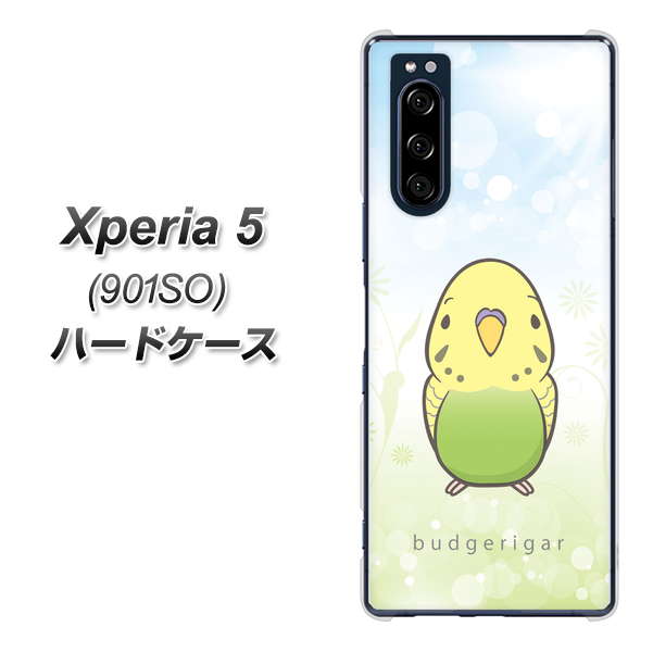Xperia 5 901SO SoftBank SC838 セキセイインコ グリーン ハードケース 背面印刷