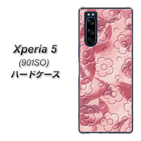 Xperia 5 901SO SoftBank SC846 フラワーヴェルニ花ピンク（ローズヴェルール） ハードケース 背面印刷