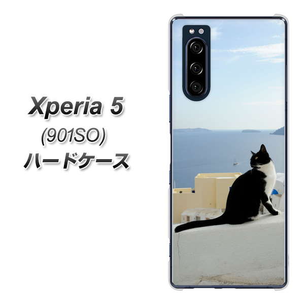 Xperia 5 901SO SoftBank VA805 ネコと地中海 ハードケース 背面印刷