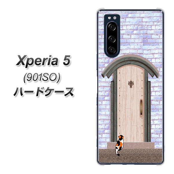 Xperia 5 901SO SoftBank YA952 石ドア02 素材クリア ハードケース 背面印刷