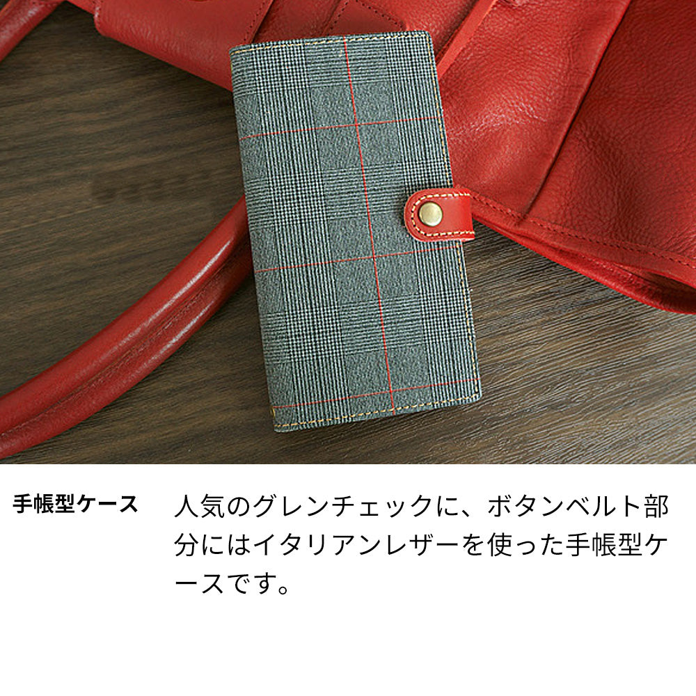 arrows 5G F-51A docomo グレンチェック＆イタリアンレザー手帳型ケース 耐衝撃