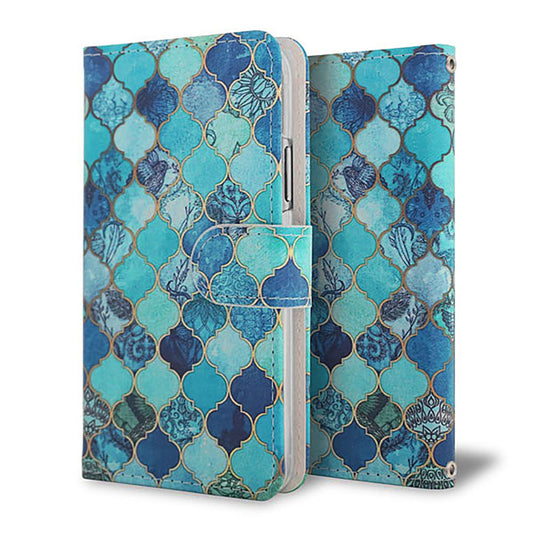 iPhone7 スマホケース 手帳型 モロッカンタイル風 耐衝撃