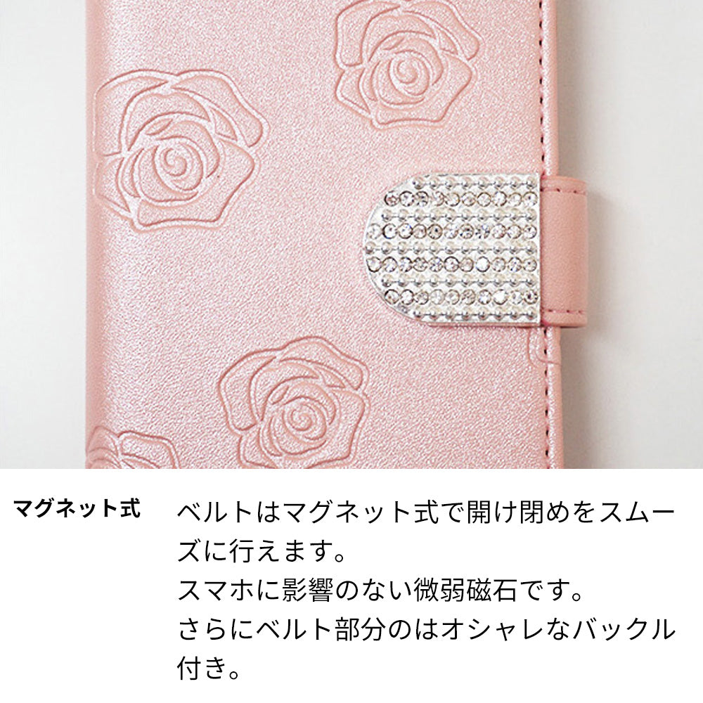 Xperia 1 IV A201SO SoftBank スマホケース 手帳型 Rose＆ラインストーンデコバックル 耐衝撃