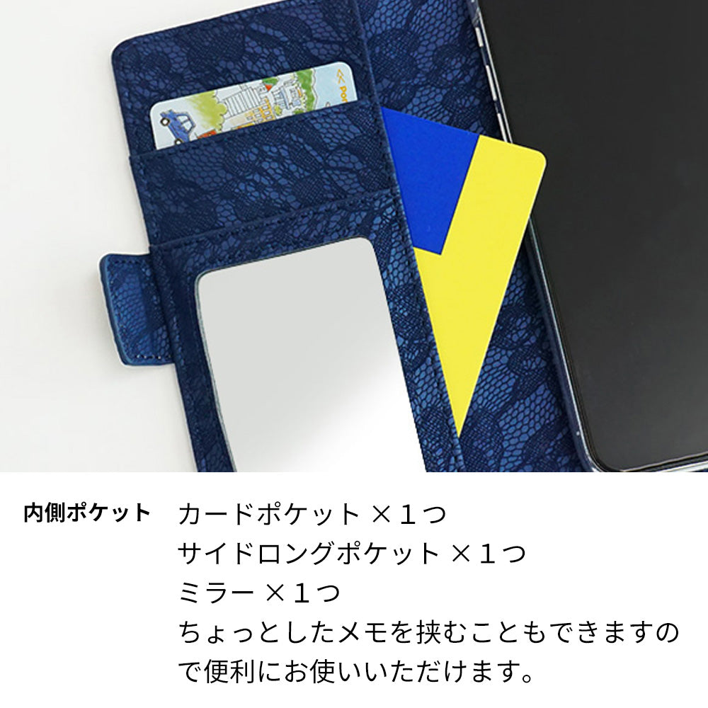 Redmi 9T 64GB スマホケース 手帳型 デニム レース ミラー付 耐衝撃