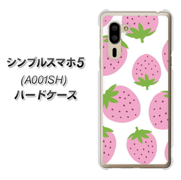 シンプルスマホ5 A001SH SoftBank SC816 大きいイチゴ模様 ピンク ハードケース 背面印刷
