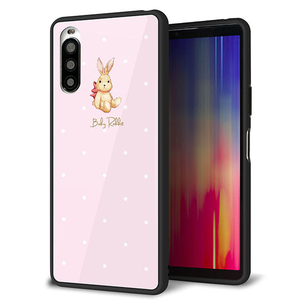 Xperia 10 II A001SO Y!mobile 強化ガラス＆TPUスマホケース ガラプリ【SC978 Baby Rabbit ピンク ガラプリ】