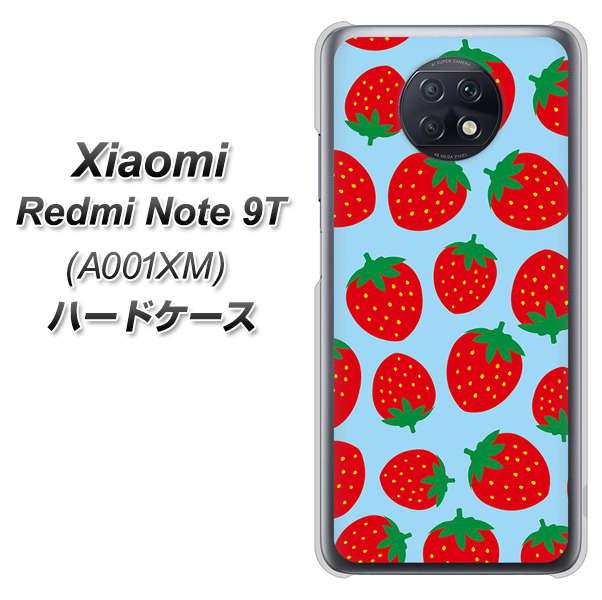 Redmi Note 9T 64GB SoftBank SC814 小さいイチゴ模様 レッドとブルー ハードケース 背面印刷