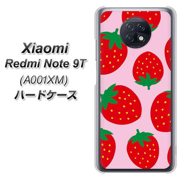 Redmi Note 9T 64GB SoftBank SC820 大きいイチゴ模様レッドとピンク ハードケース 背面印刷