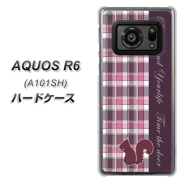 AQUOS R6 A101SH SoftBank 519 チェック柄にリス ハードケース 背面印刷
