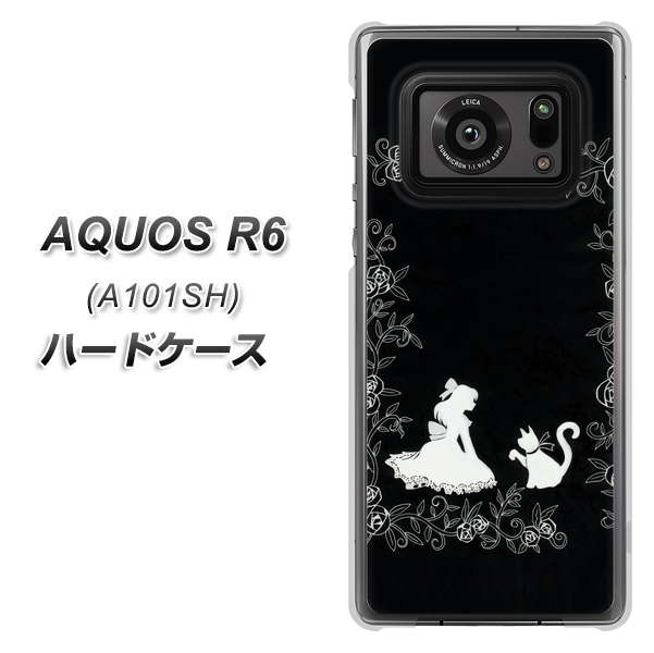 AQUOS R6 A101SH SoftBank 1097 お姫様とネコ（モノトーン） ハードケース 背面印刷
