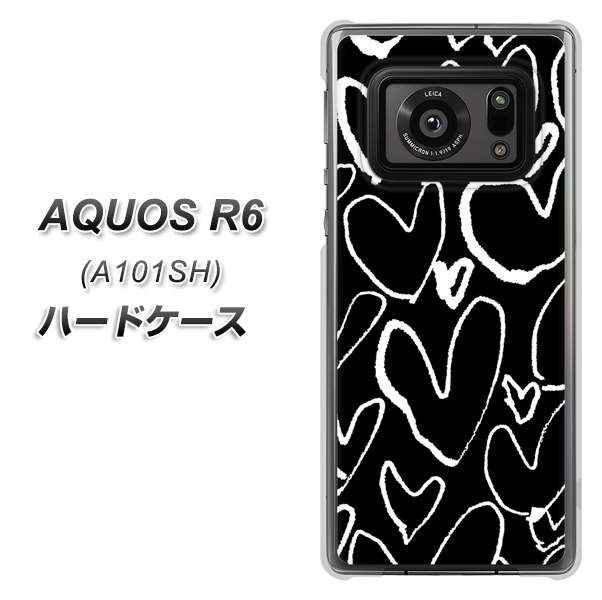 AQUOS R6 A101SH SoftBank 1124 ハート BK＆WH ハードケース 背面印刷