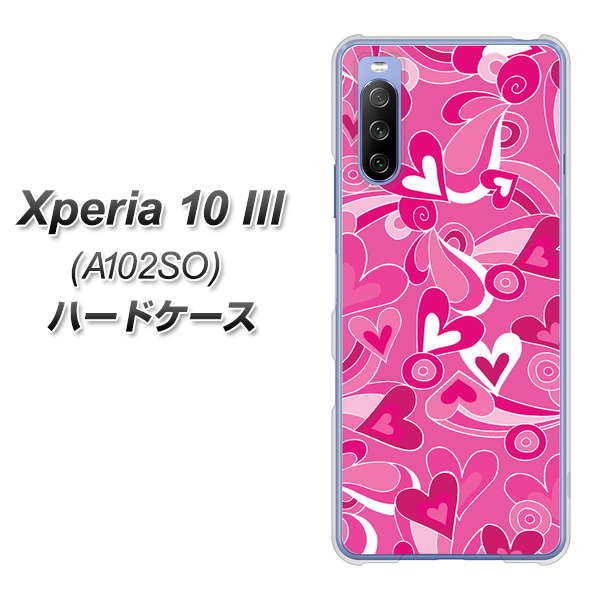 Xperia 10 III A102SO Y!mobile 383 ピンクのハート ハードケース 背面印刷