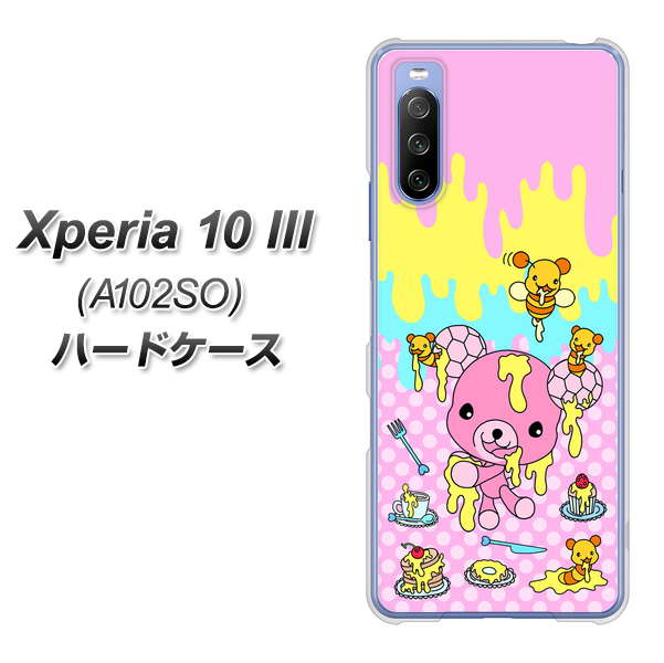 Xperia 10 III A102SO Y!mobile AG822 ハニベア（水玉ピンク） ハードケース 背面印刷