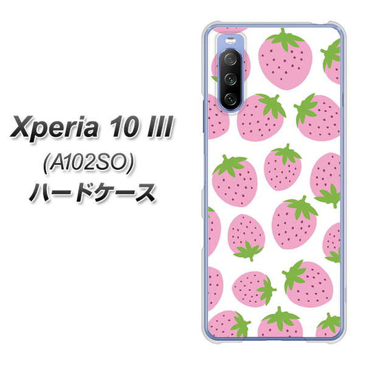 Xperia 10 III A102SO Y!mobile SC809 小さいイチゴ模様 ピンク ハードケース 背面印刷
